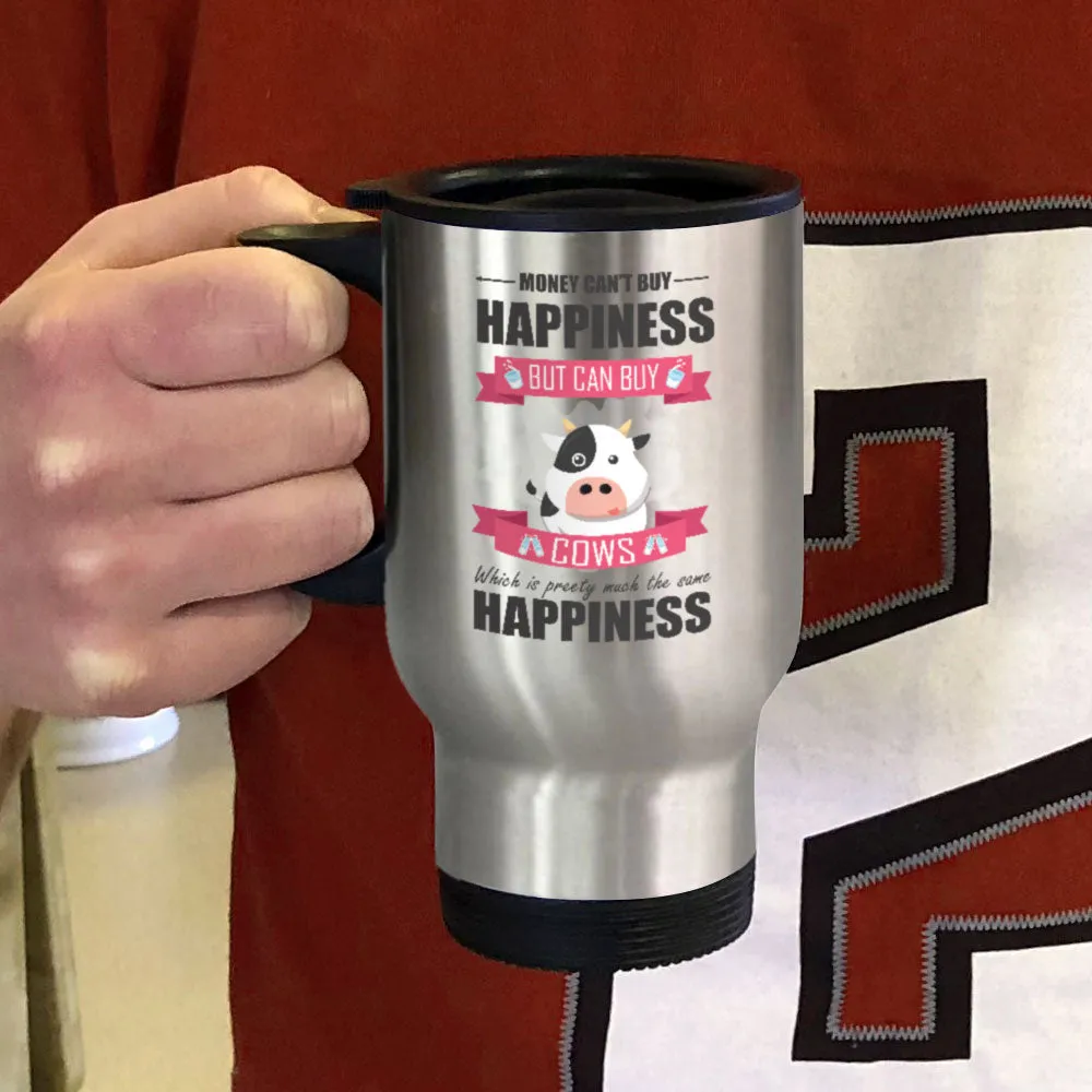 Metal Coffee and Tea Travel Mug Happiness Cow Lover