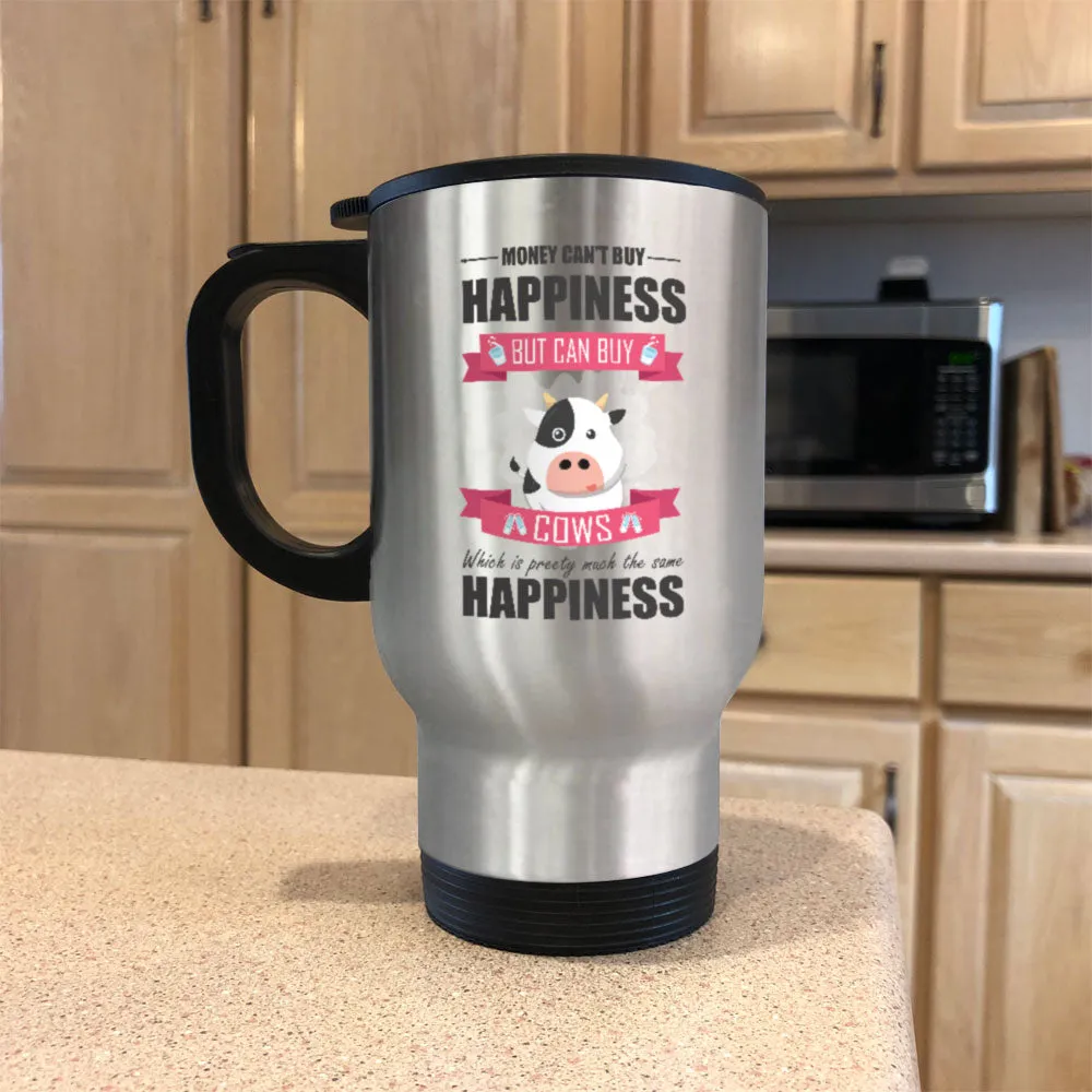 Metal Coffee and Tea Travel Mug Happiness Cow Lover