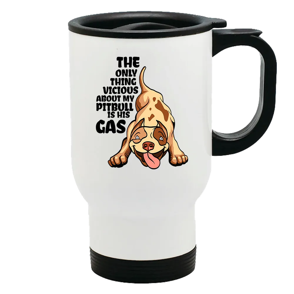 Metal Coffee and Tea Travel Mug Pitbull is his Gas