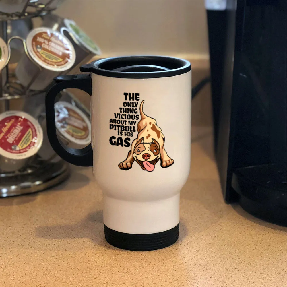 Metal Coffee and Tea Travel Mug Pitbull is his Gas