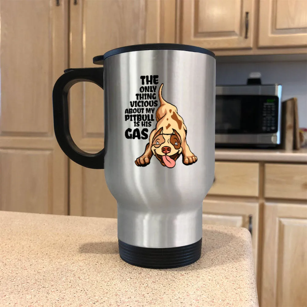 Metal Coffee and Tea Travel Mug Pitbull is his Gas