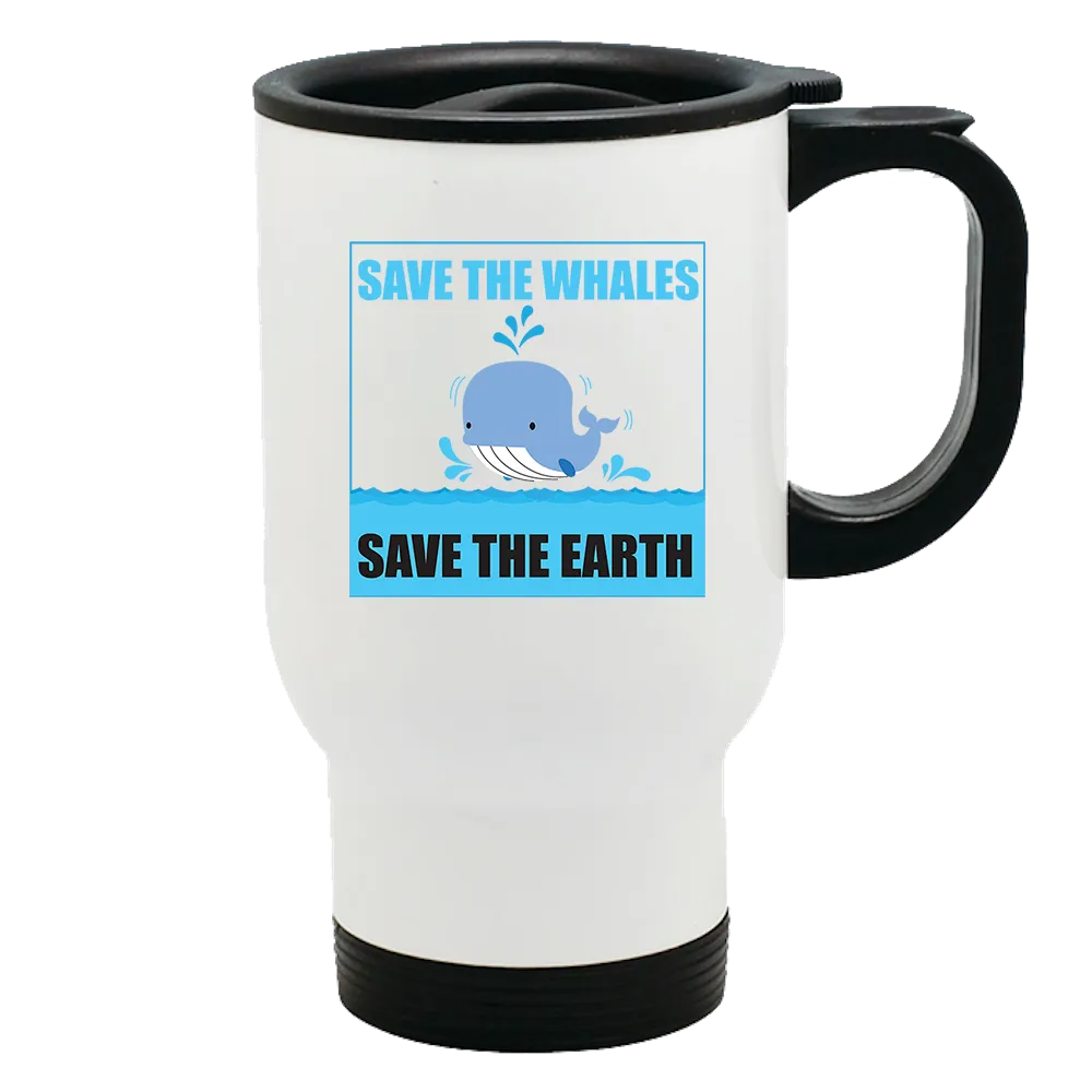 Metal Coffee and Tea Travel Mug Save The Whale