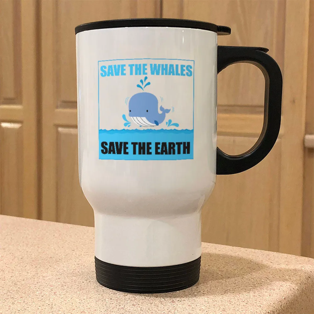 Metal Coffee and Tea Travel Mug Save The Whale