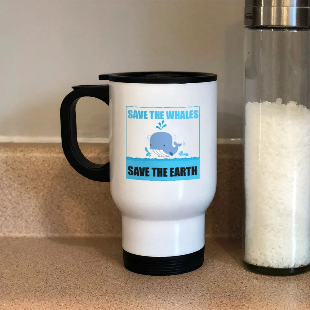 Metal Coffee and Tea Travel Mug Save The Whale