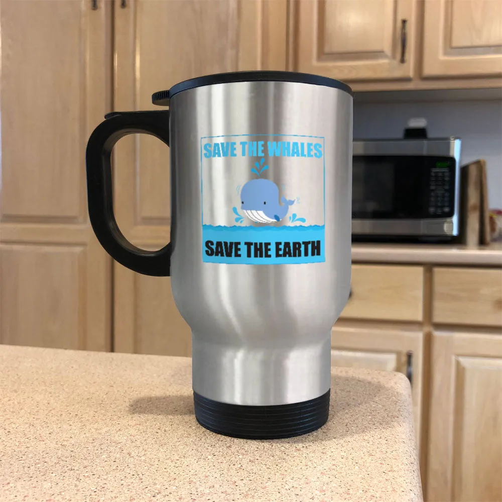 Metal Coffee and Tea Travel Mug Save The Whale