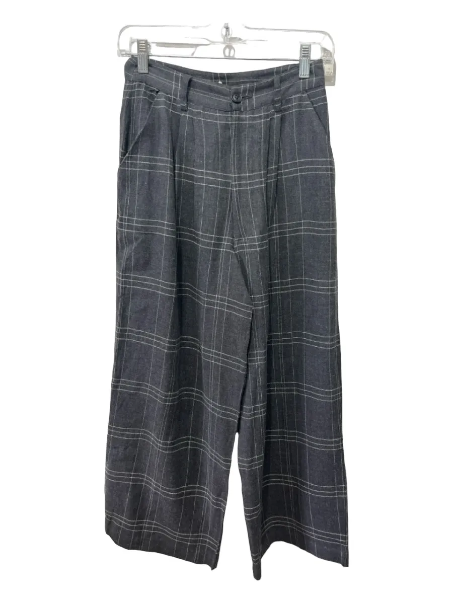 Mille Resort & Travel Size XS Gray Polyester Blend High Rise Windowpane Pants