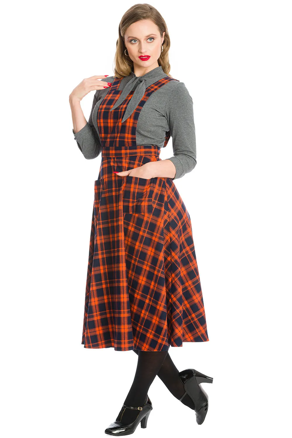 MISS SPOOK CHECK PINAFORE DRESS