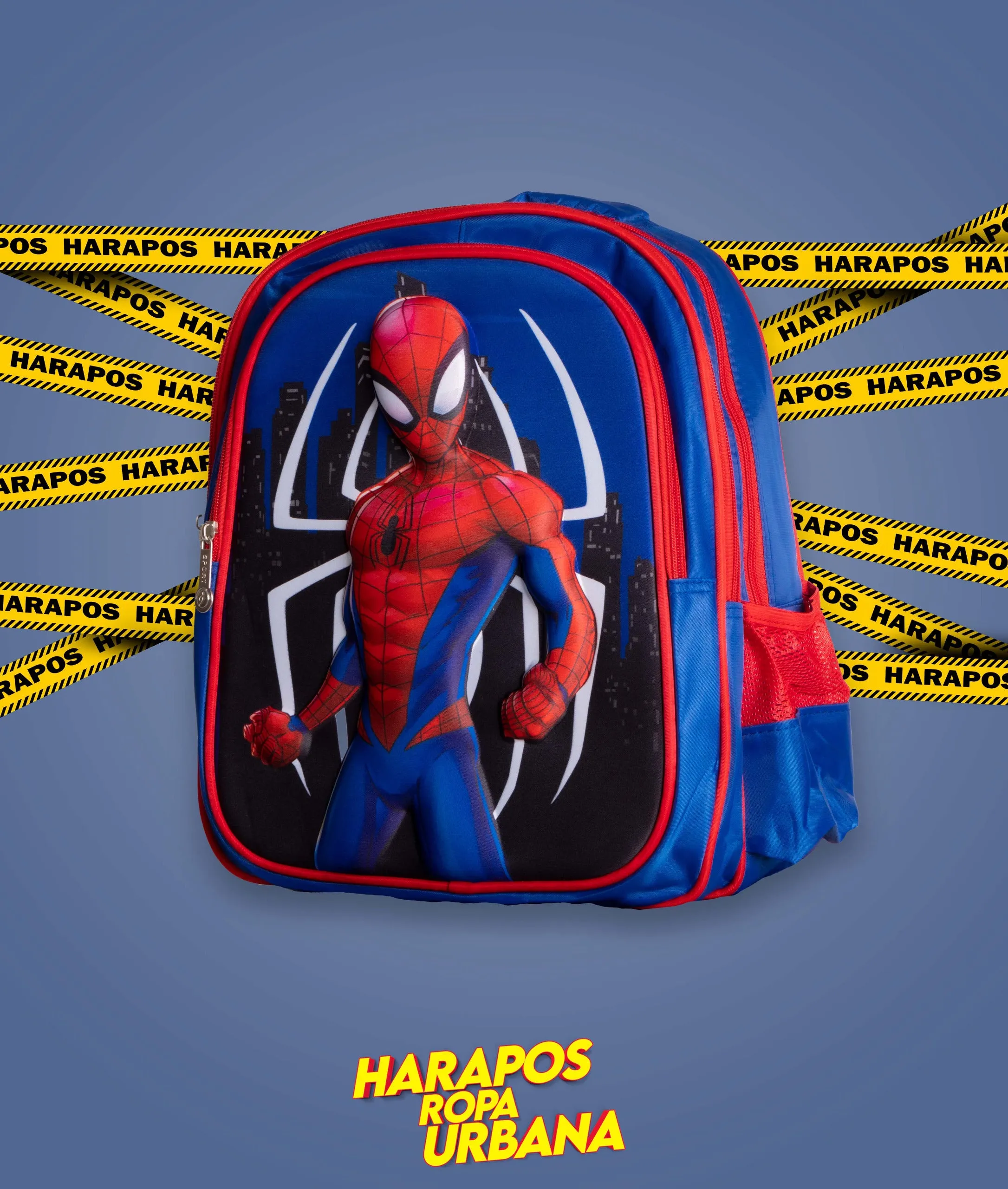 Mochila de nio spiderman azul en relieve azul pequea