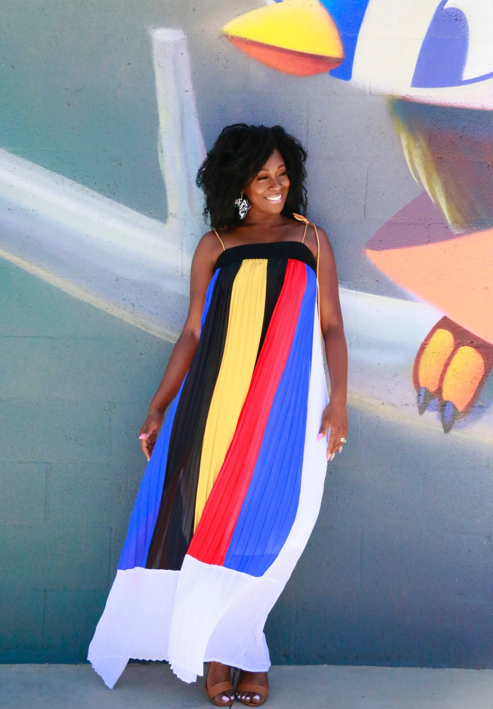 Mondrian Pleated Maxi Dress