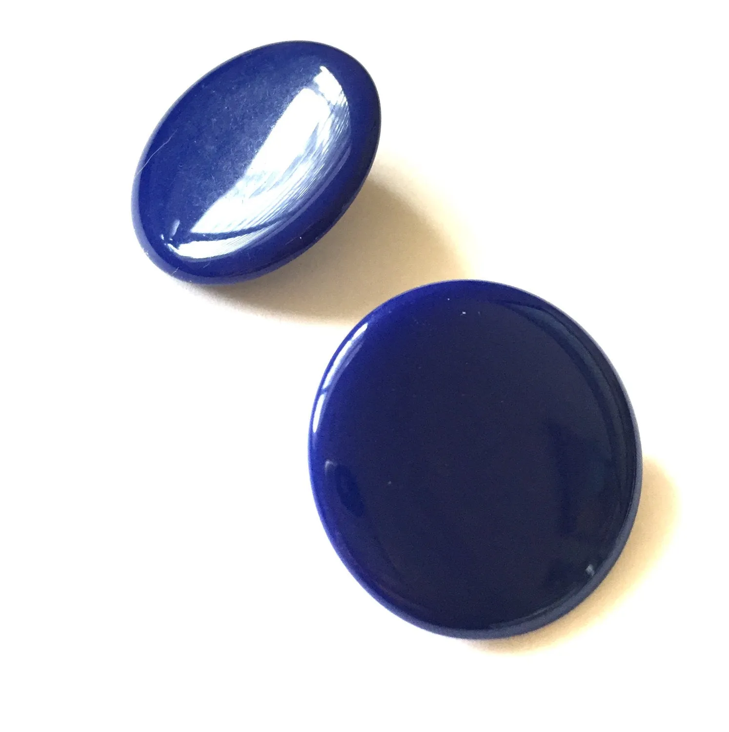 Navy Blue Lucite Large Disc Stud Earrings