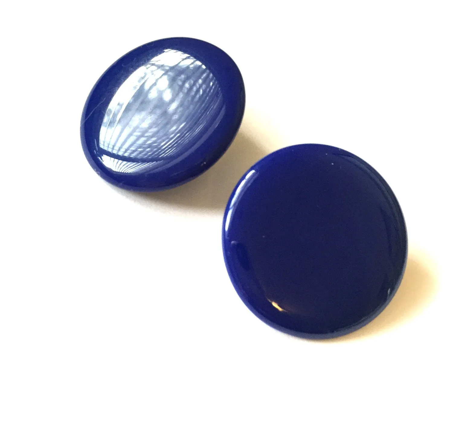 Navy Blue Lucite Large Disc Stud Earrings