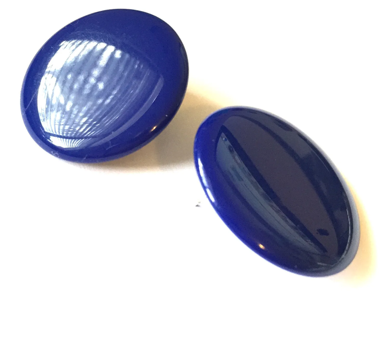 Navy Blue Lucite Large Disc Stud Earrings