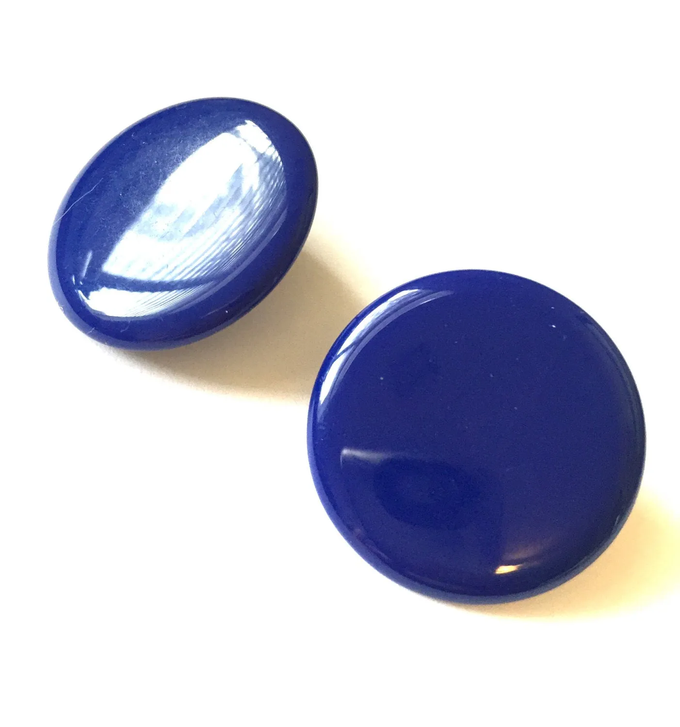 Navy Blue Lucite Large Disc Stud Earrings