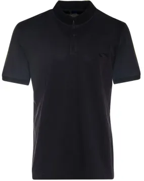 Navy Collarless Short Sleeve Polo