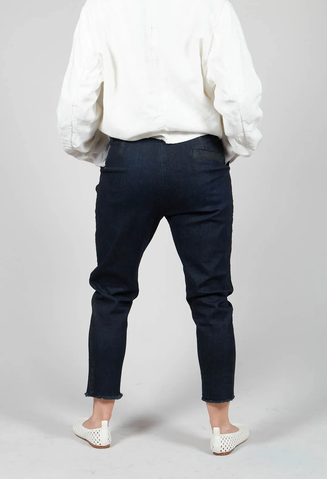 Navy Jeans with Patches and Front Seams