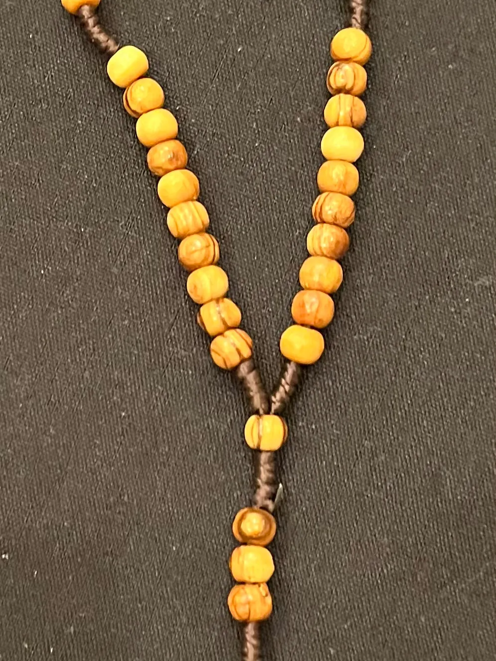 Olive Wood Rosary with wood cross, bead center