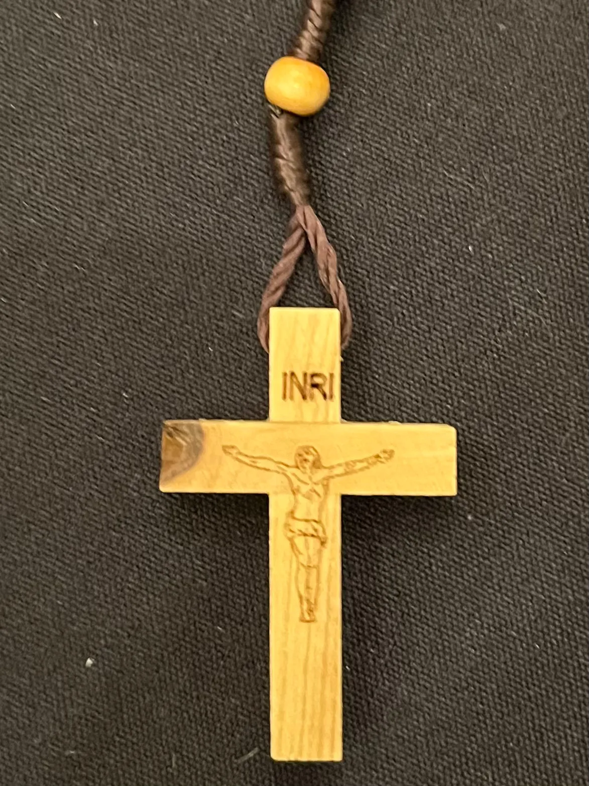 Olive Wood Rosary with wood cross, bead center