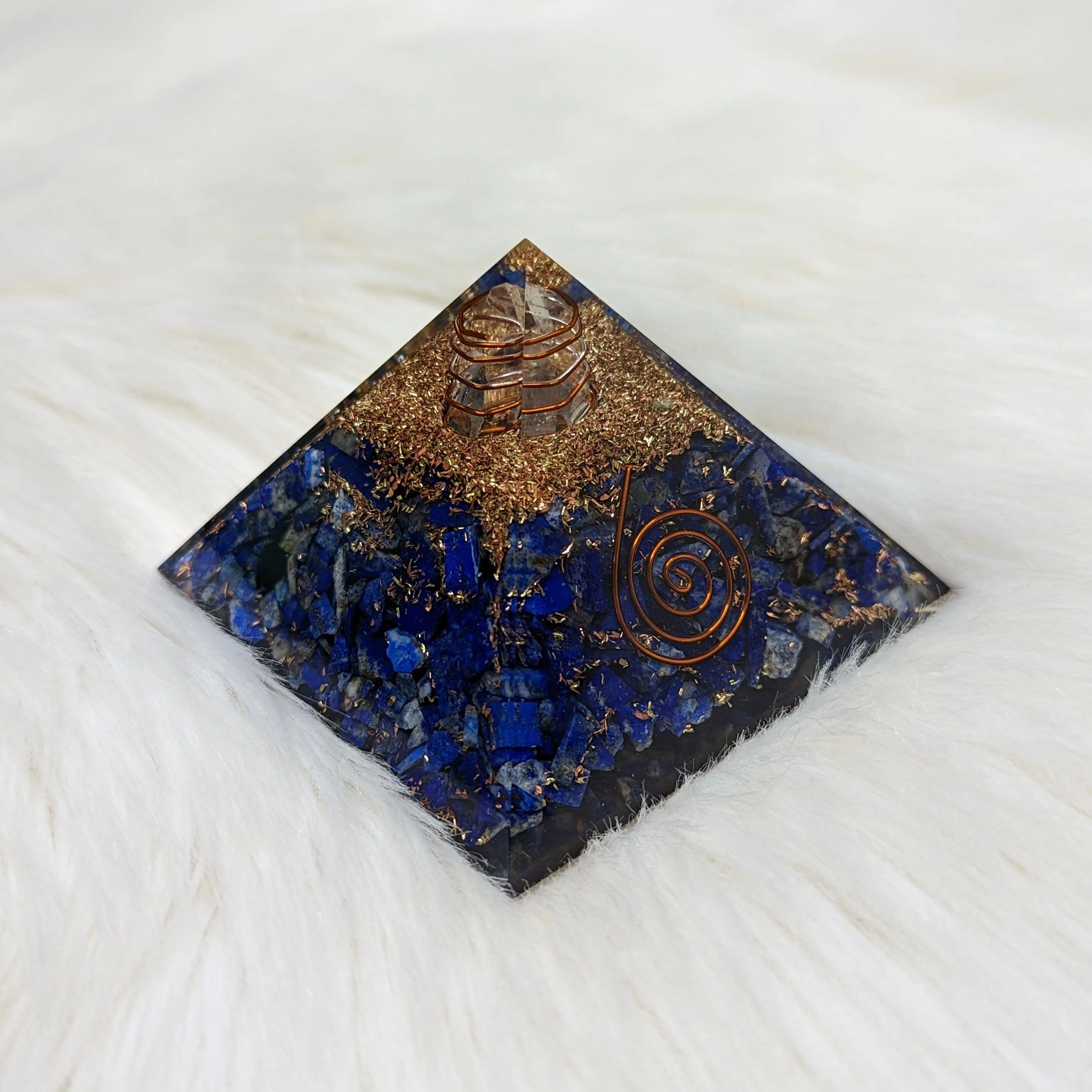 Organite with Lapis Lazuli and Clear Quartz Pyramid