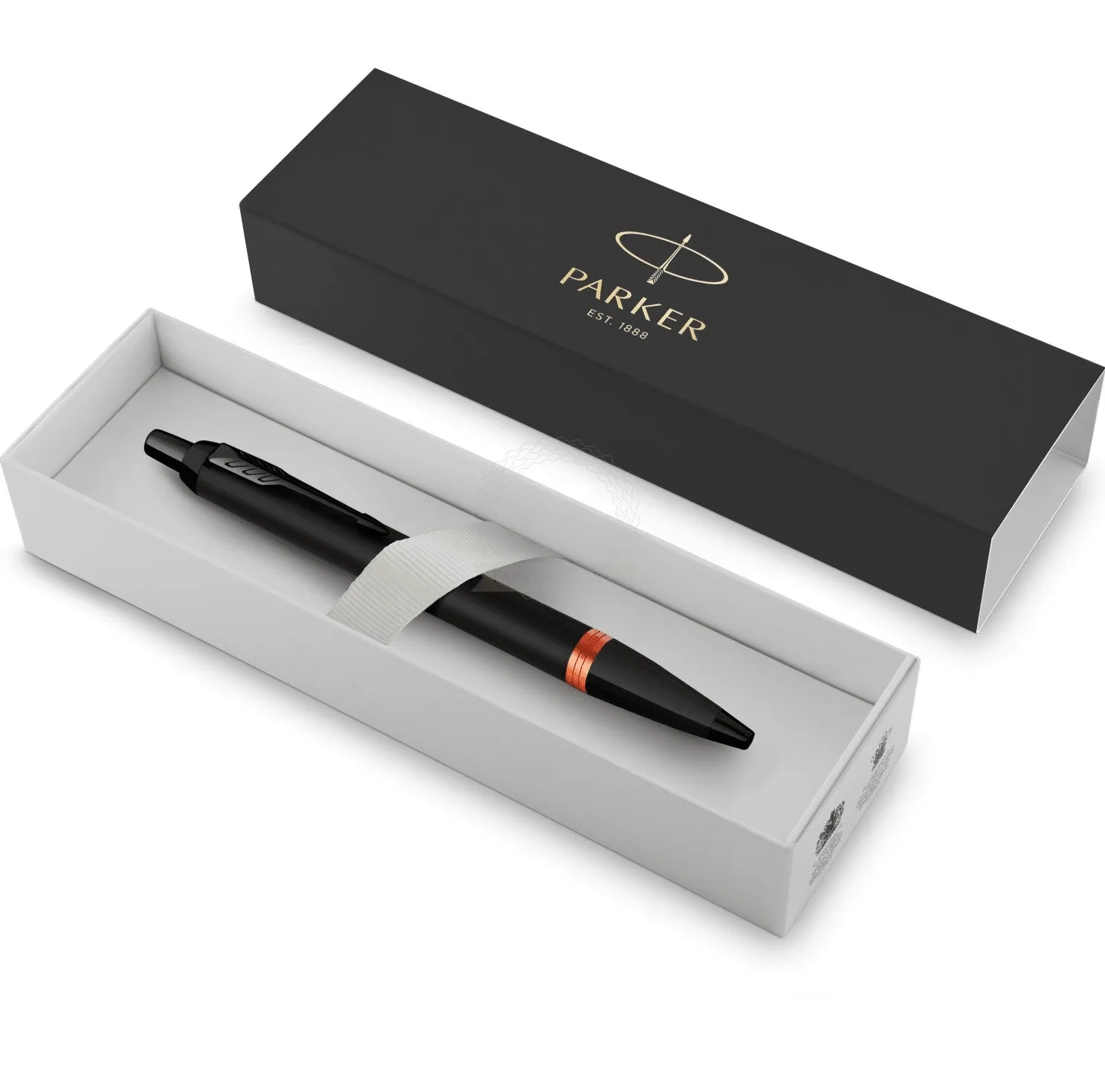 Parker IM Professional Ballpoint Pen Satin Black Vibrant Orange Ring Gift Box