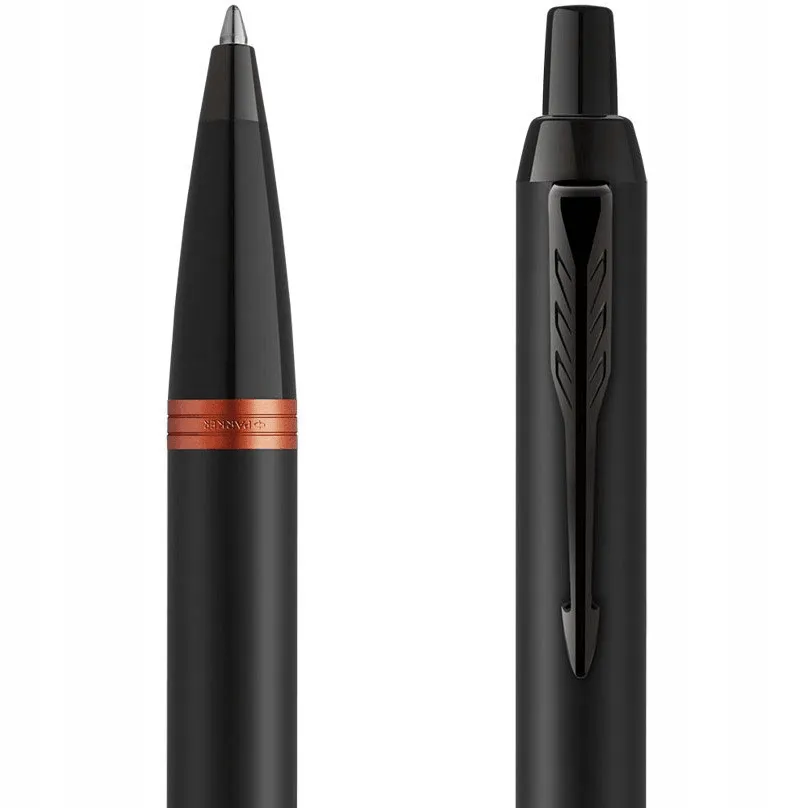 Parker IM Professional Ballpoint Pen Satin Black Vibrant Orange Ring Gift Box