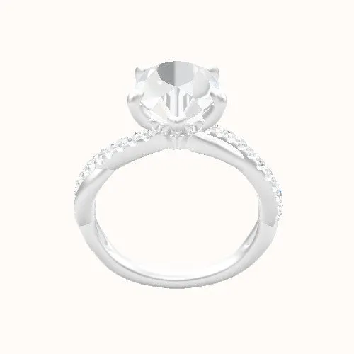 Pave Rope Engagement Ring With Front set gallery Head