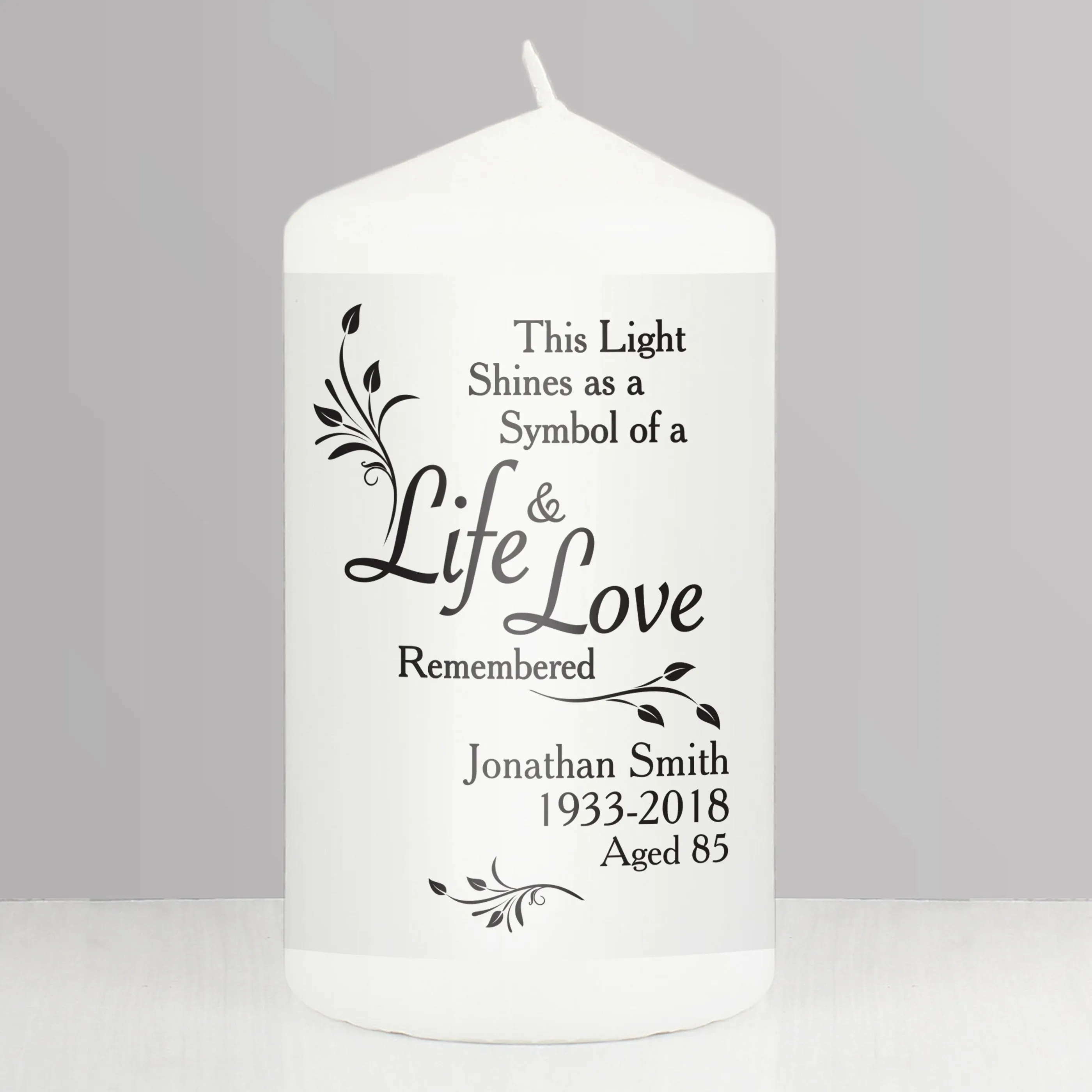 Personalised Life & Love Pillar Candle