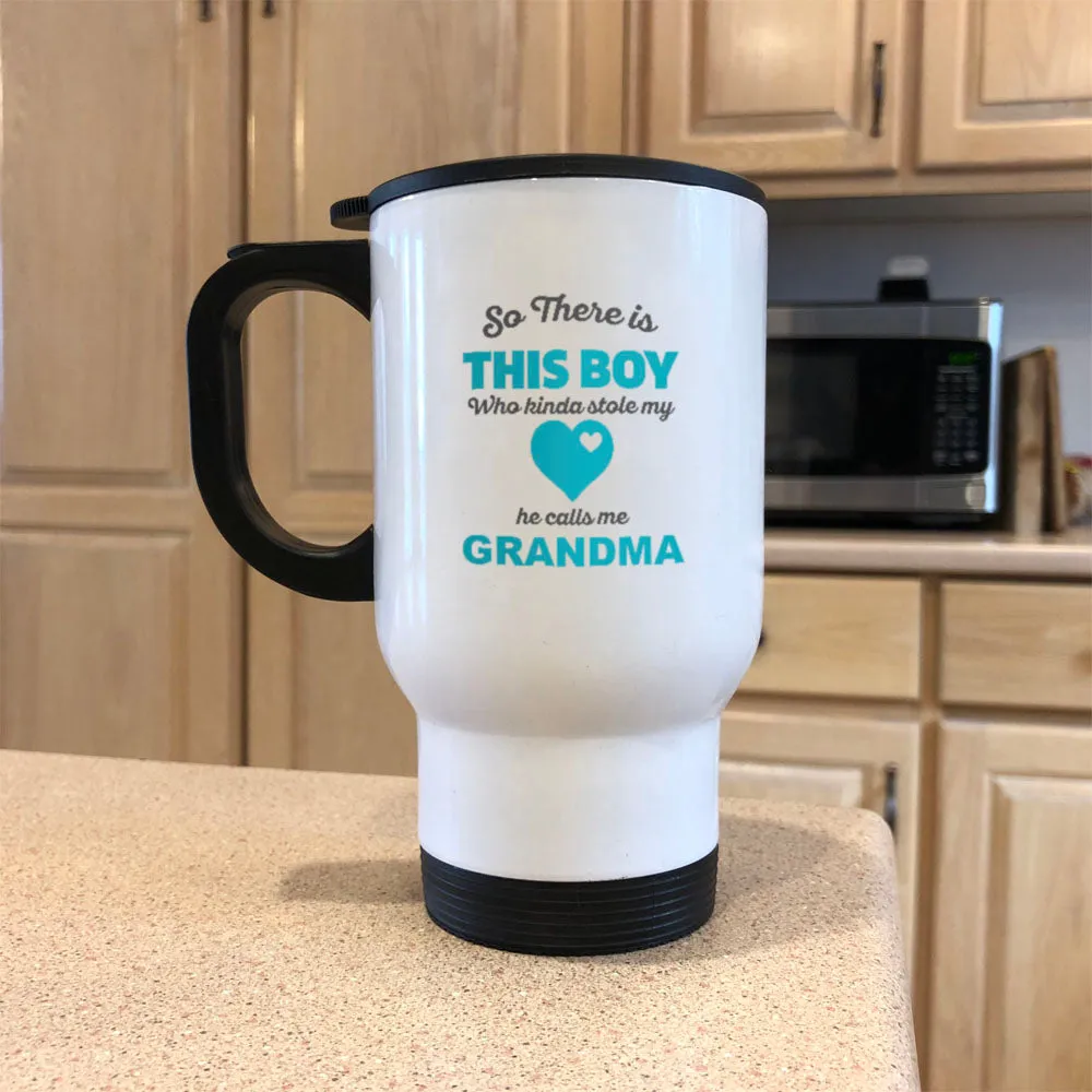 Personalized So There Is This Boy White Metal Coffee and Tea Travel Mug