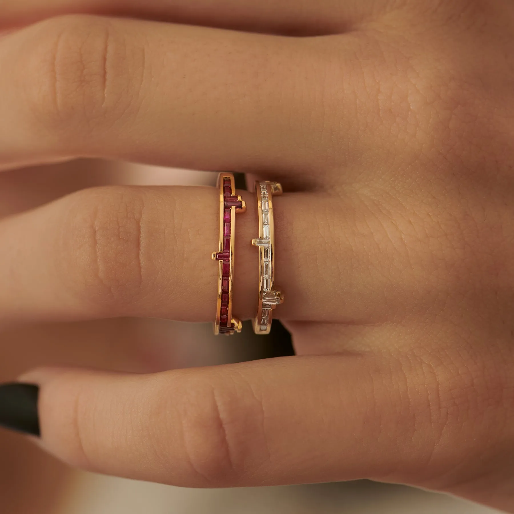 Pixel Diamond Baguette Ring