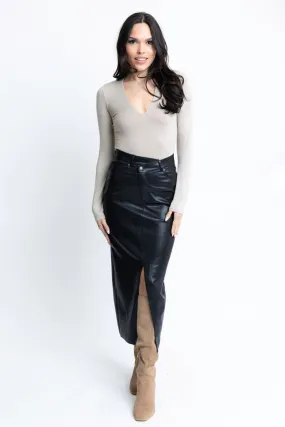 Pleather Cross Front Skirt