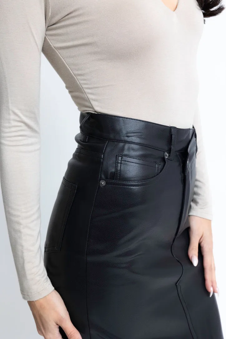 Pleather Cross Front Skirt