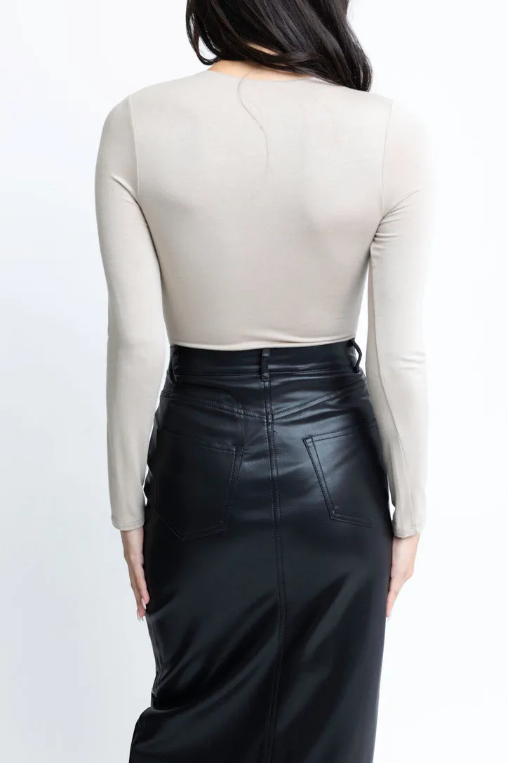 Pleather Cross Front Skirt