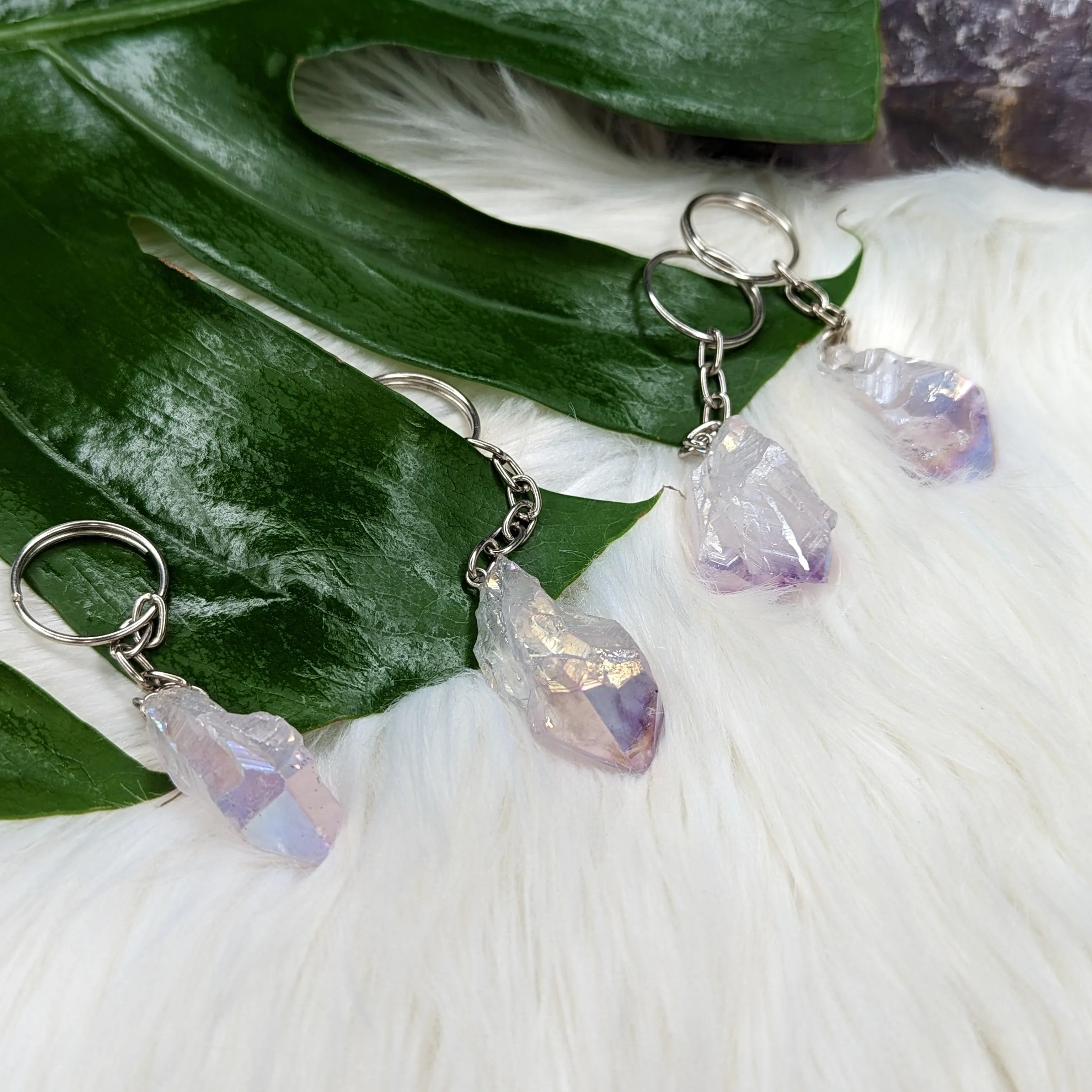 Rainbow Angel Aura Amethyst Key Chain