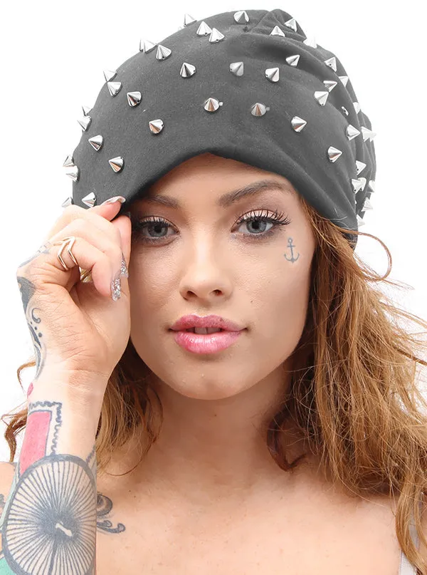 Rocker Studded Knit Beanie