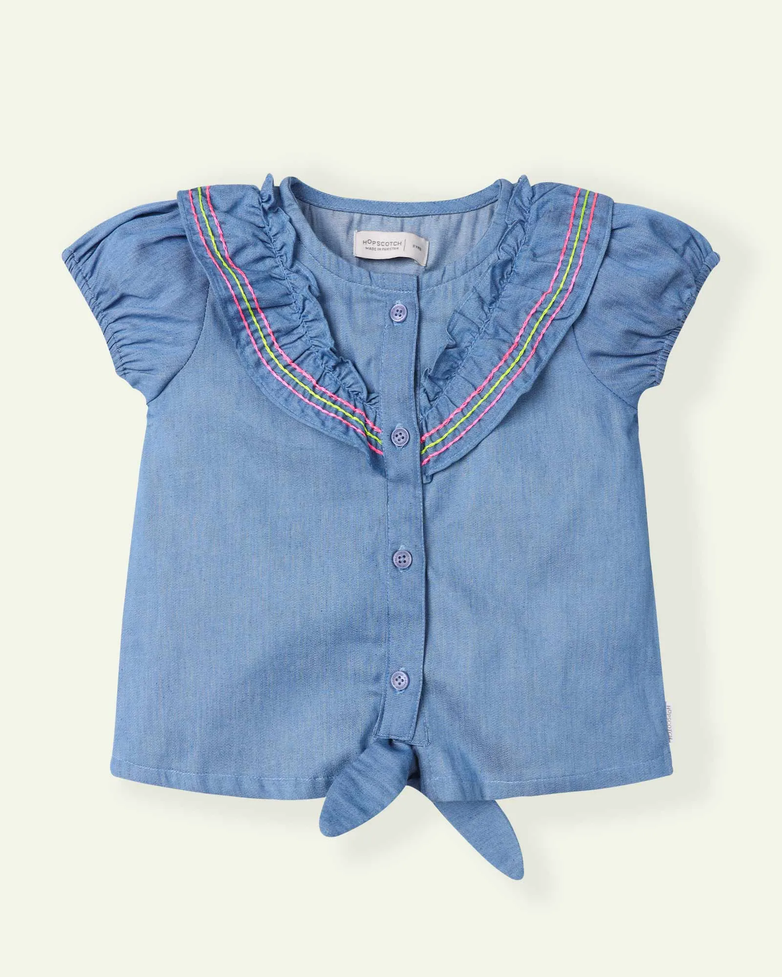 Ruffled Denim Crop Top