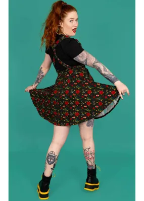 Run & Fly Retro Tattoo Pinafore 70's Swing Dress Black