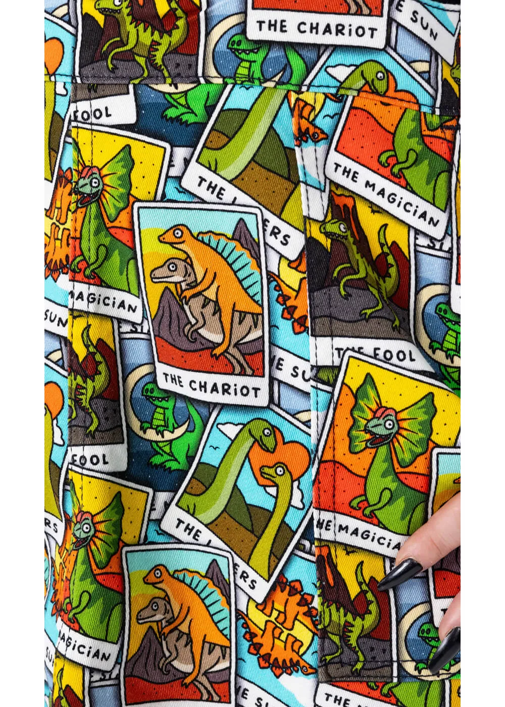 Run & Fly Tarot Dinosaurs Pinafore 70's Dress Multi