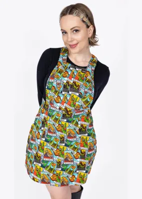 Run & Fly Tarot Dinosaurs Pinafore 70's Dress Multi