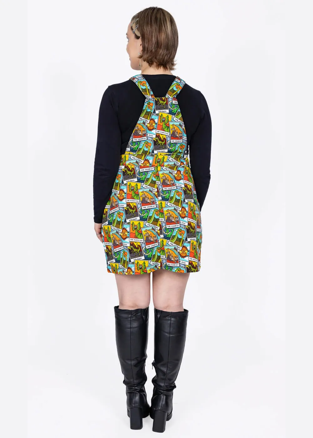 Run & Fly Tarot Dinosaurs Pinafore 70's Dress Multi