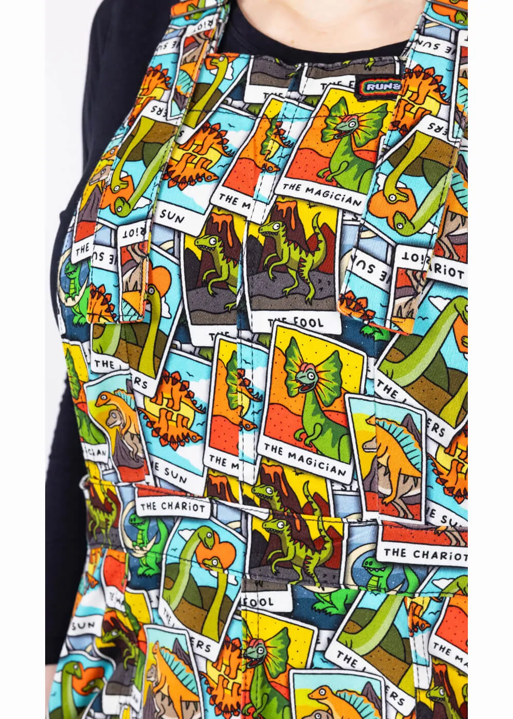 Run & Fly Tarot Dinosaurs Pinafore 70's Dress Multi