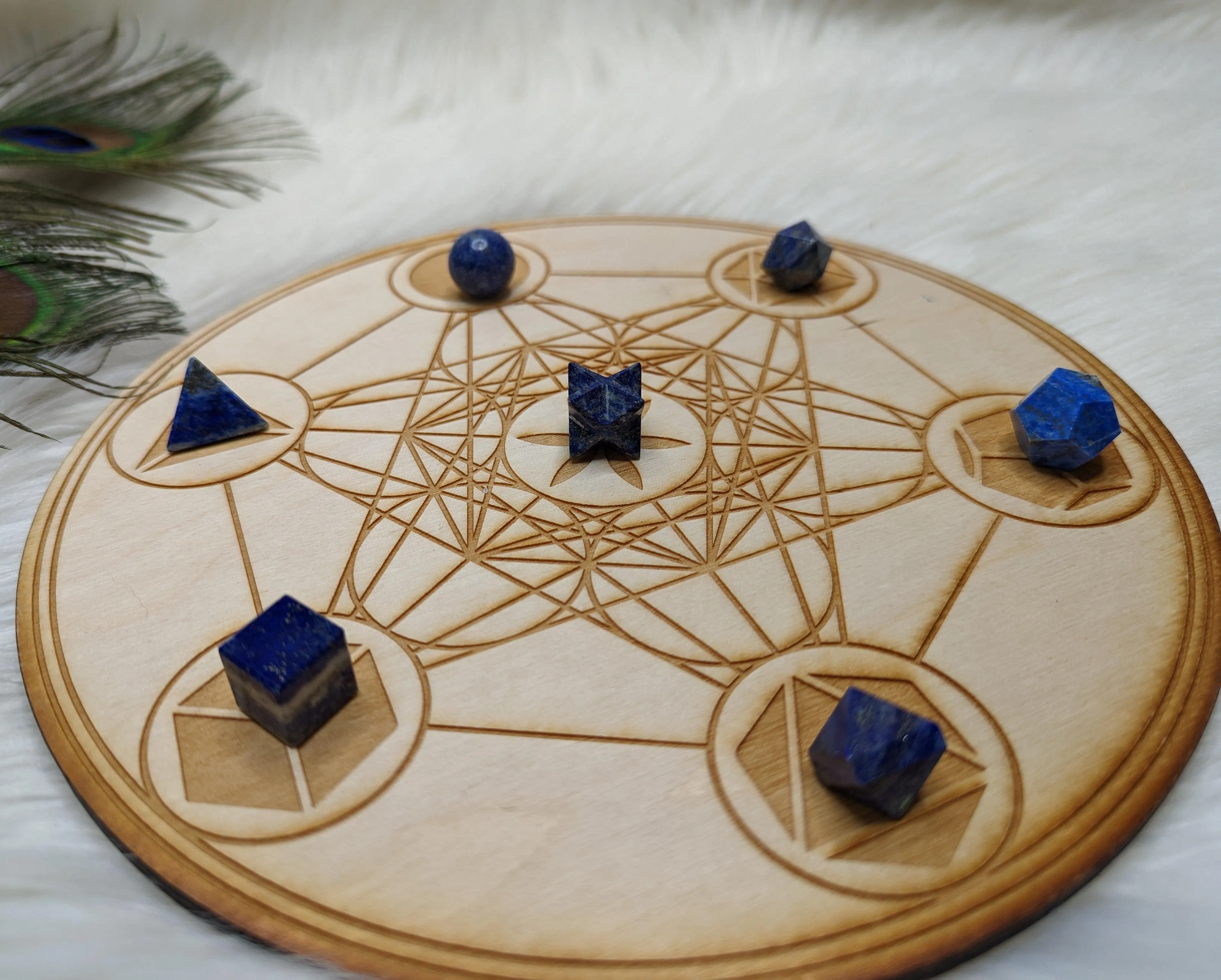 Sacred Geometry (Platonic solids) Blue Lapis Lazuli~  7 Shape Crystal Set