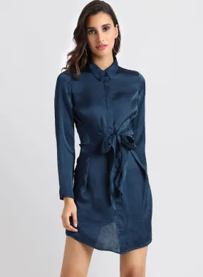 Shirt Dress With Front Tie Up