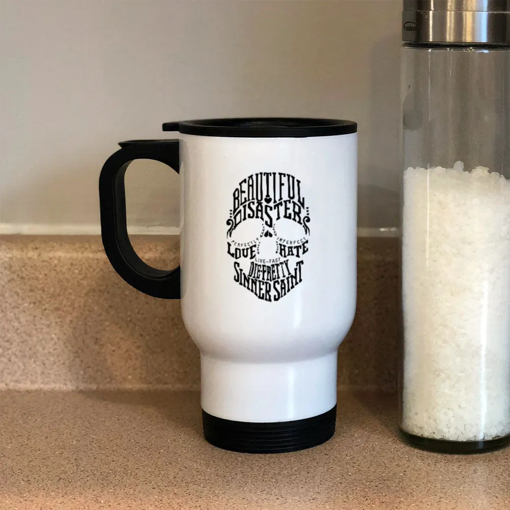 Skull White Metal Coffee and Tea Travel Mug