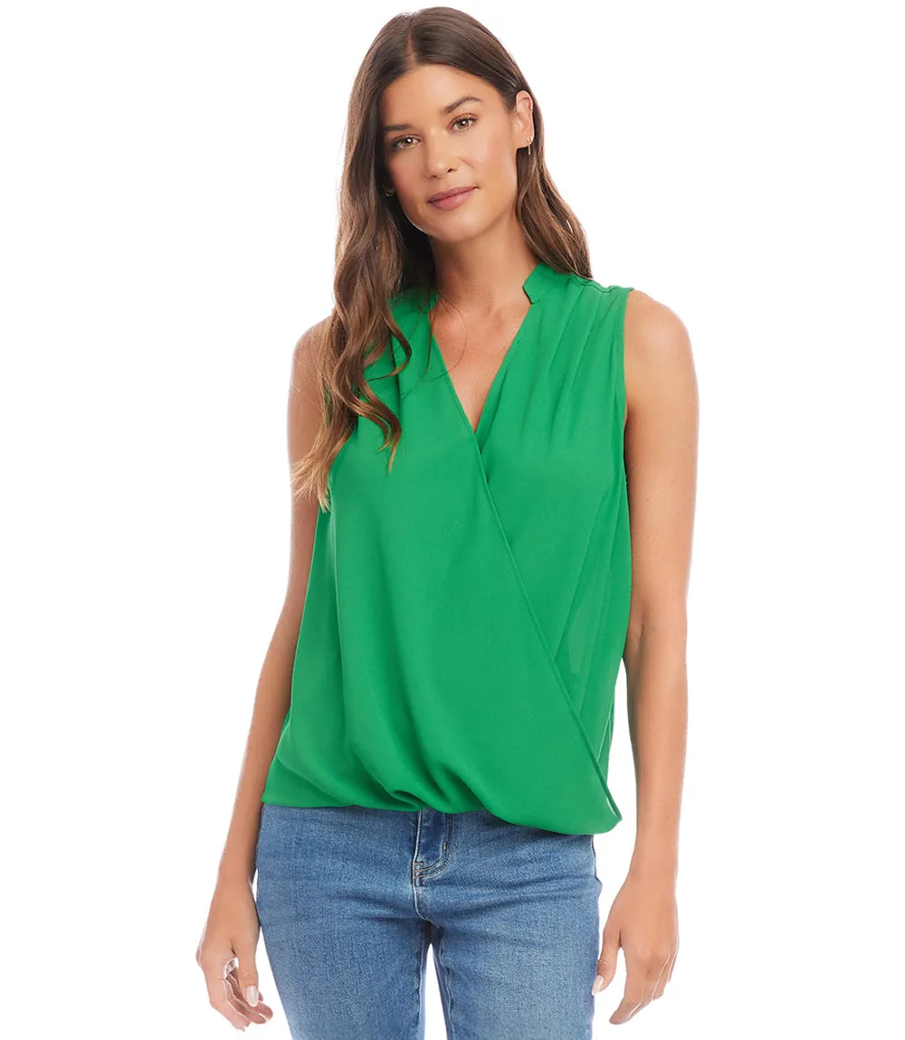 Sleeveless Drape Front Top