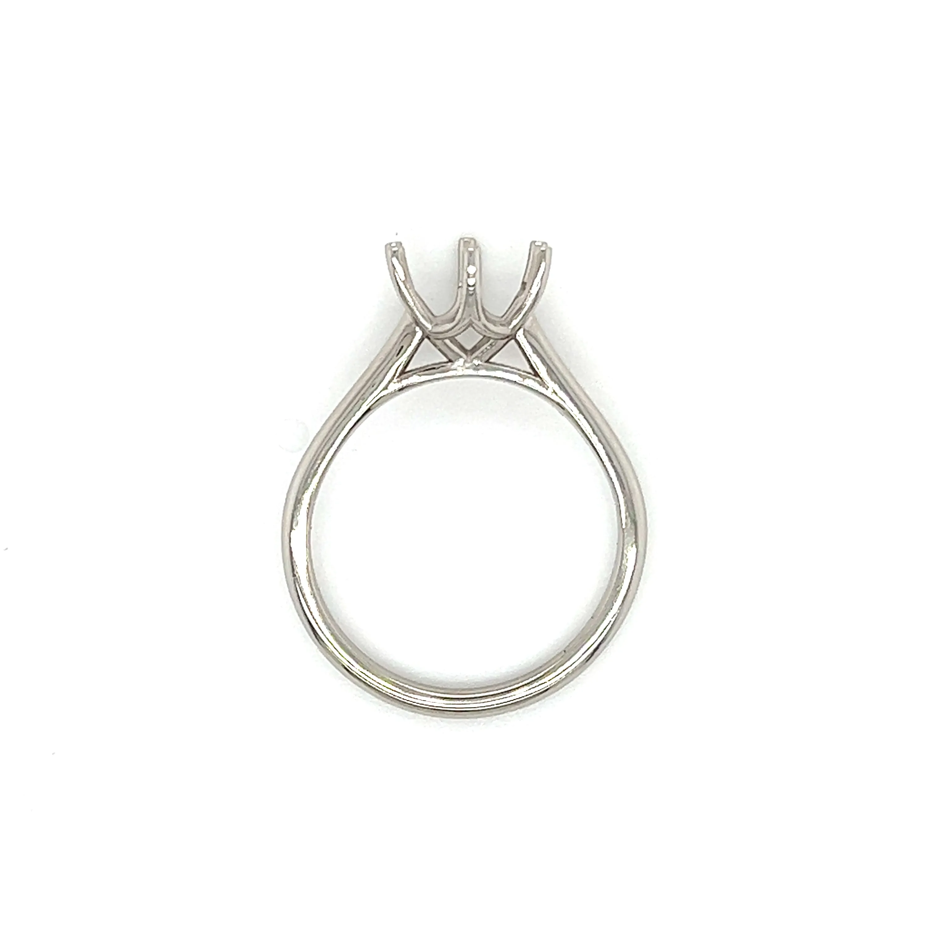 Solitaire Ring Setting with Six Prong Head in Platinum