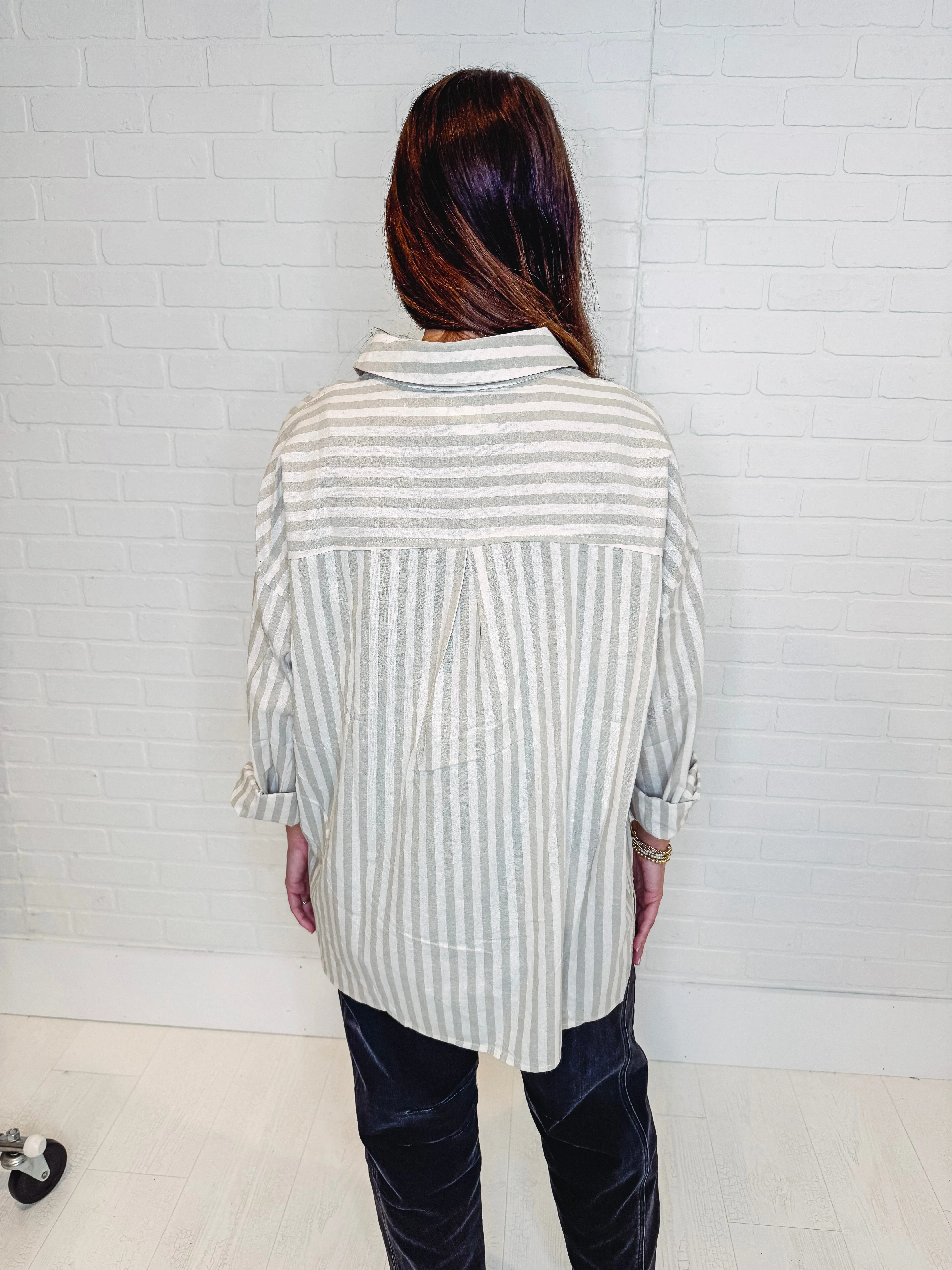 Superstar Striped Button Front Top