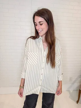 Superstar Striped Button Front Top