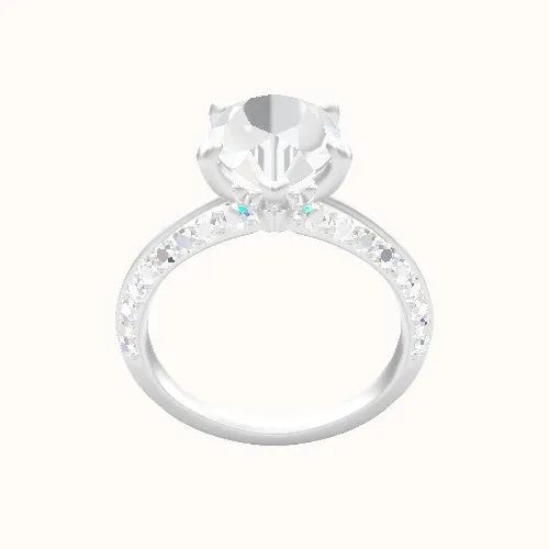 Tapered Knife Edge Double Row Pave Engagement Ring With Front set gallery Head