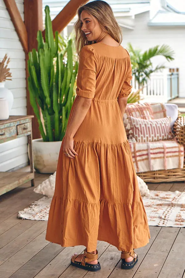 Tessa Maxi Dress Honey Cotton Print