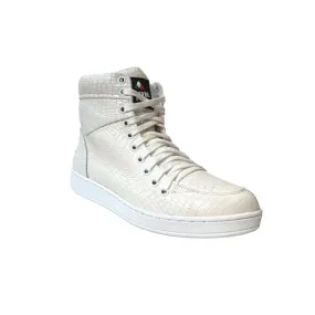 Travel Fox 900 Series Men's White Embossed Snake Print Leather High Top Sneakers 916101-007