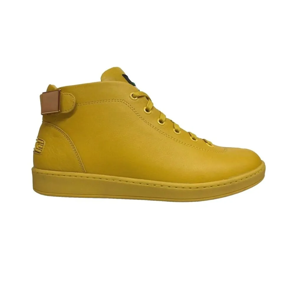 Travel Fox Men's Yellow Nappa Leather High Top Sneakers 915601-11